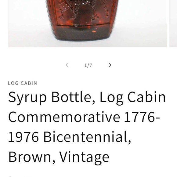 Vintage Log Cabin flask syrup bottle commemorating 1776-1976. - Picture 7 of 7